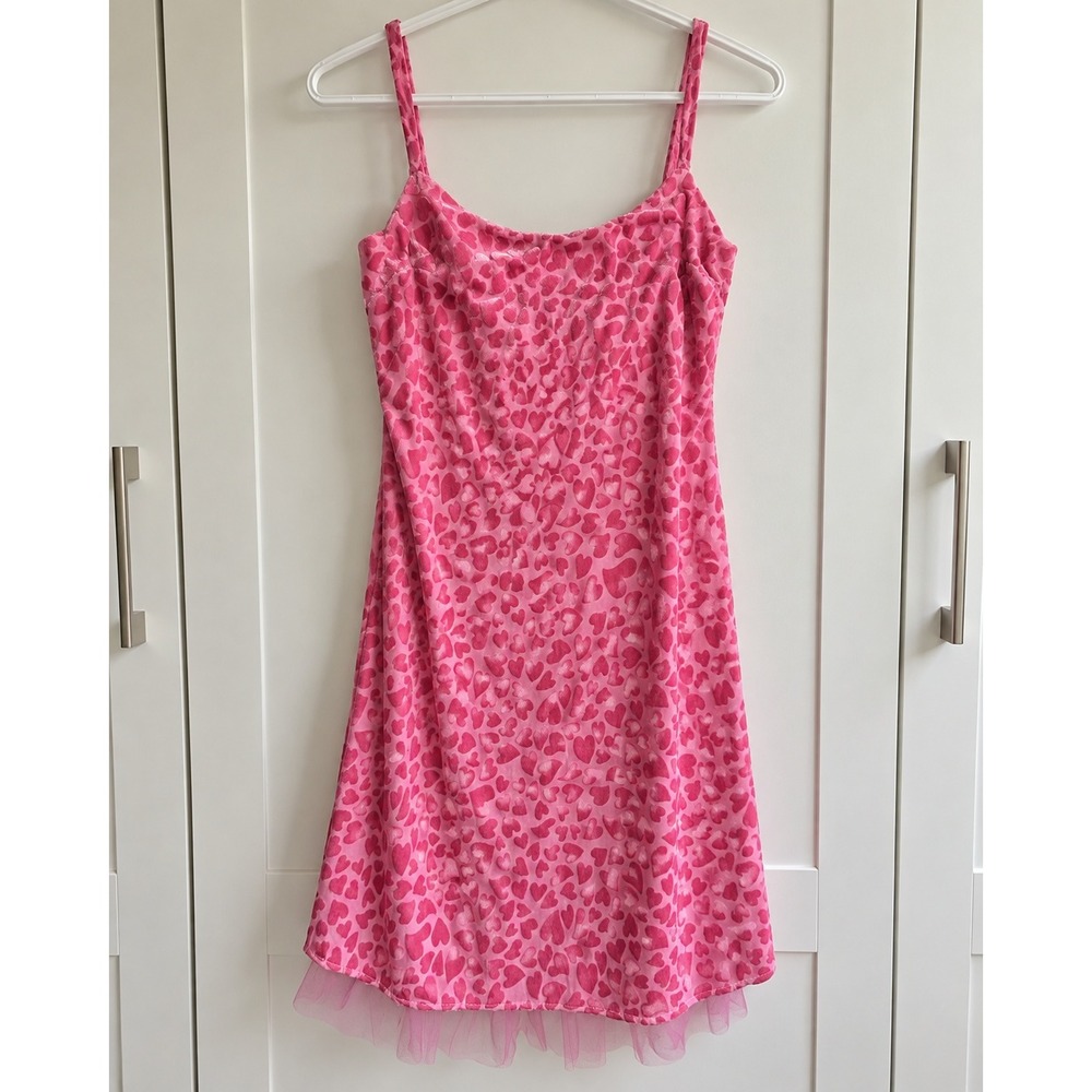 Betsey Johnson Urban Outfitters Pink Heart Burnout Velvet Mini Dress Size S